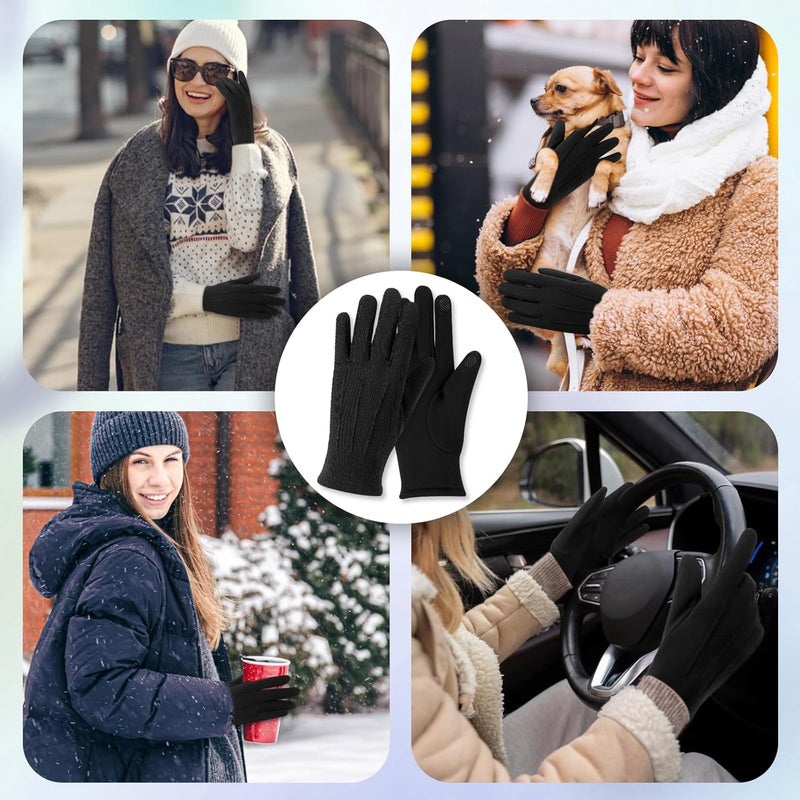 Beehow Store Women gloves cold weather touch screen glove warm fleece lining for driving cycling skiing - Image 5